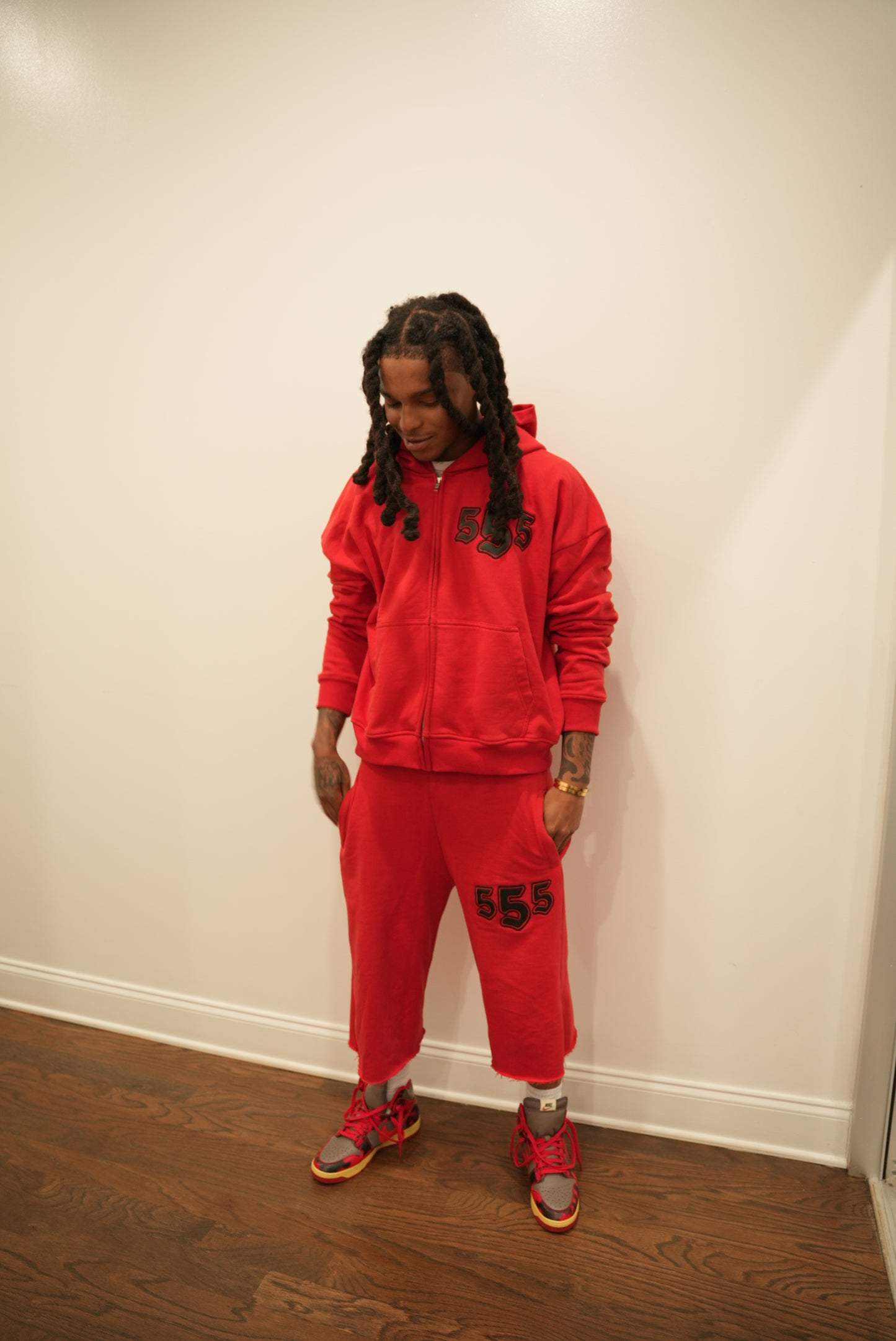 Red 555 shorts